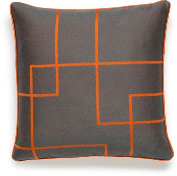 Jacquard cushion in orange/grey